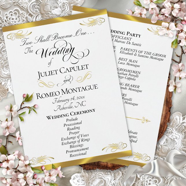 Programa Elegante Script - Casamento Pérola Branca/Dourado (Criador carregado)