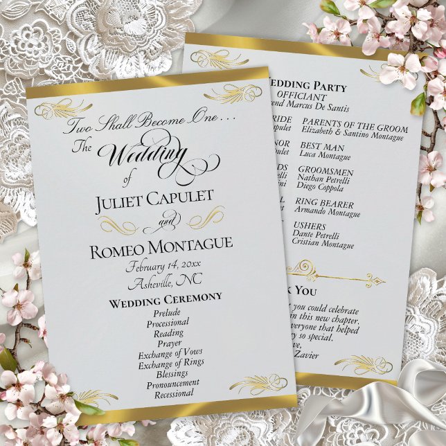 Programa Elegante Script - Casamento Pérola Prata/Ouro (Criador carregado)
