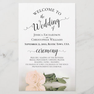 Programa Elegante Sepia Peach Rosa Budget Wedding