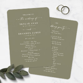 Programa Elegante Solid Lily Green Ceremony Program