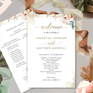 Programa Elegante Terracotta Blush Floral Weding