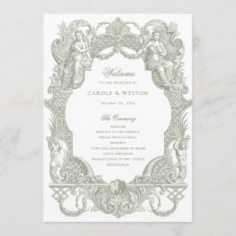 Programa Elegante Vintage Barroco Frame Sage Toile Verde