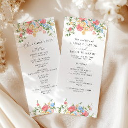 Programa Elegante Watercolor Wildflower Weding Program