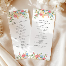 Programa Elegante Watercolor Wildflower Weding Program