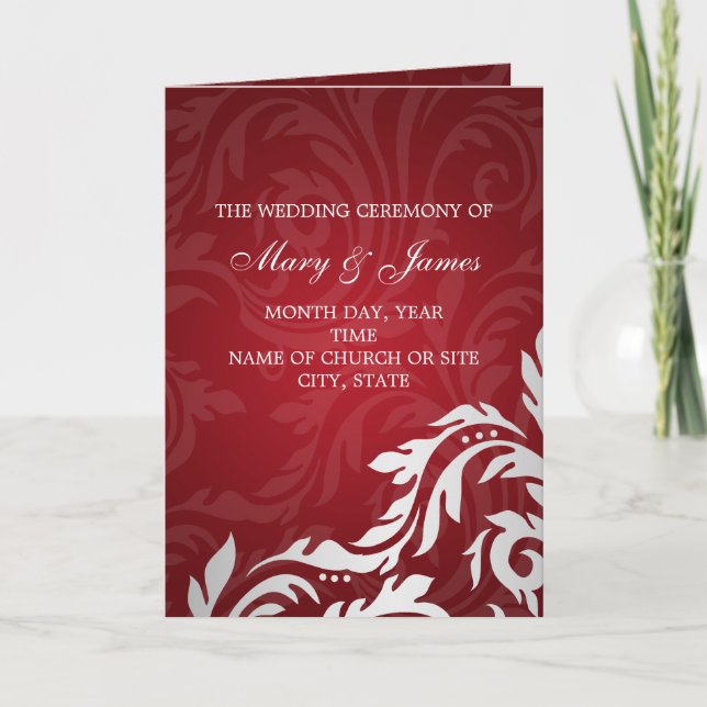 Programa Elegante Weding Program Swirly Flourish Red (Frente)