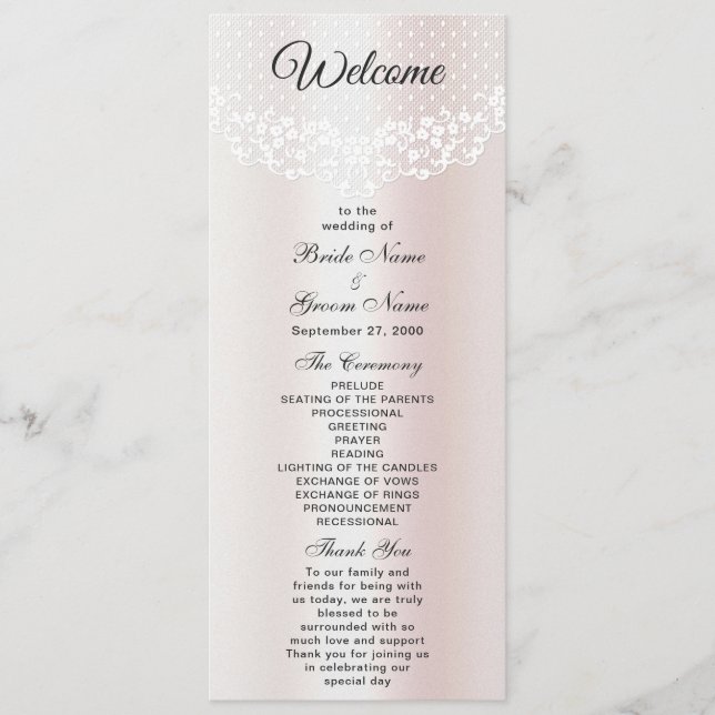 Programa Elegante White Lace Floral Weding Program (Frente)