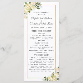 Programa Elegante White Wedeceremony Program Watercolor