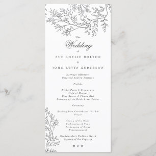 Programa Elegante Wreath Floral Desenhado Casamento Mínimo