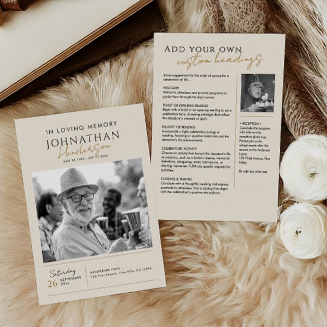 Programa Em Memória Carinhosa Moderno Memorial Elegante com (Criador carregado)