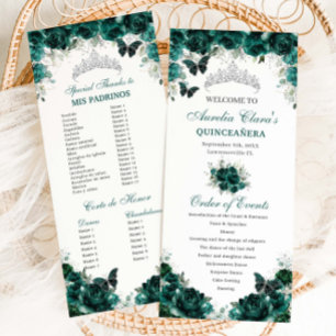 Programa Emerald Green Floral Quinceañera Ordem dos Eventos