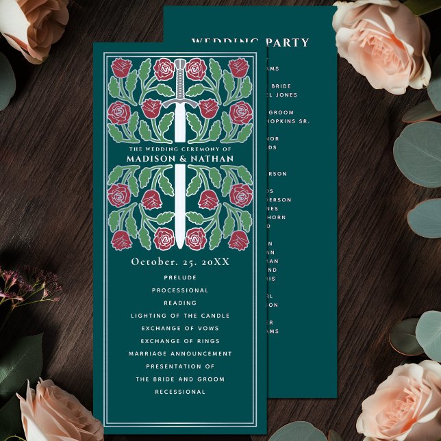 Programa Espada Floral Medieval Verde Turquesa Prata Casame (Criador carregado)
