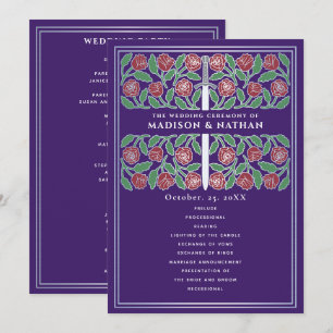 Programa Espada Floral Prateada Medieval Roxa Casamento Rea