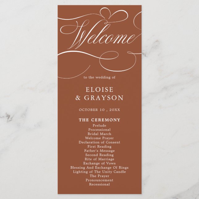 Programa Eterno de Caligrafia Moderna Terracotta Wedding (Frente)