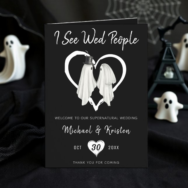Programa Eu Vejo Casamento de Halloween De Fantasmas Da Pes (I See Wed People Gothic Ghost Halloween Wedding Program
)