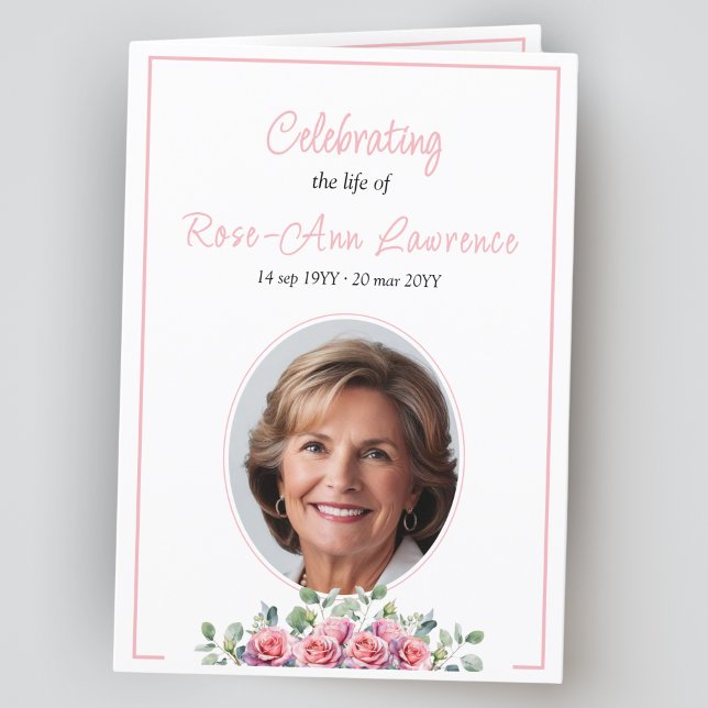 Programa Eucalipto simples elegante e funerário rosa dobrad (Criador carregado)