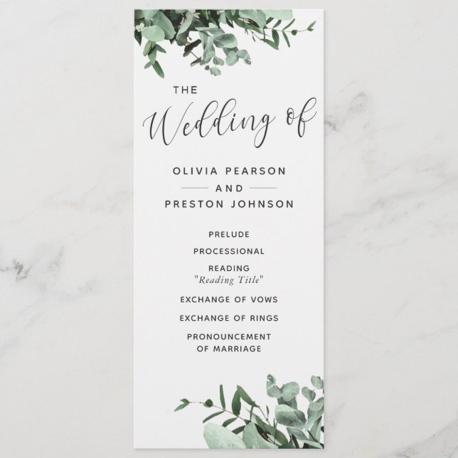 Programa Eucalyptus e Greenery Watercolor Weding P (Frente)