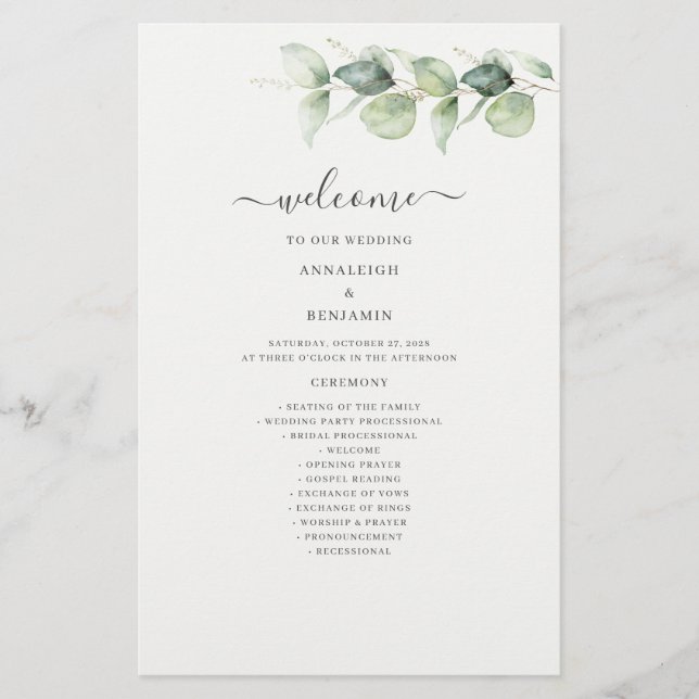 Programa Eucalyptus Greenery Botanical Wedding (Frente)