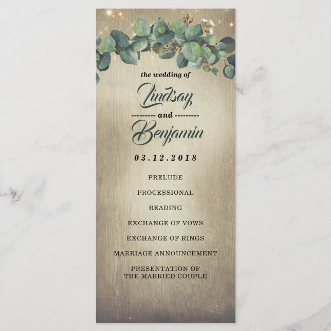 Programa Eucalyptus Greenery Rustic Country Wedmen (Frente)