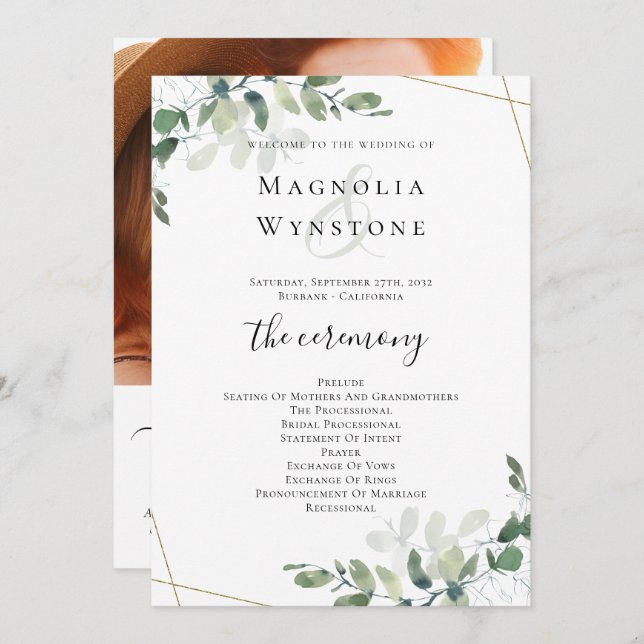 Programa Eucalyptus Greenery Wedding (Frente/Verso)