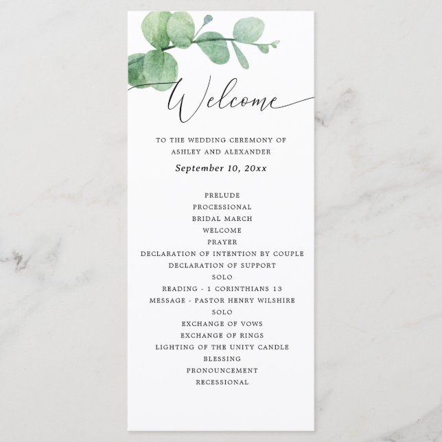 Programa Eucalyptus Wedding | Greenery Botanical Ceremony (Frente)