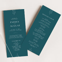Programa EVERLY Simple Retro Art Deco Peacock Teal Wedding