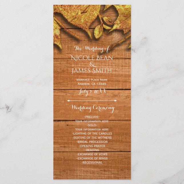 Programa Fall Faux Dourado Leaf Art Eleger Autumn Program (Frente)