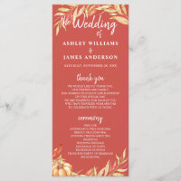 Fall Love Ouro Foliage Warm Red Weds Program