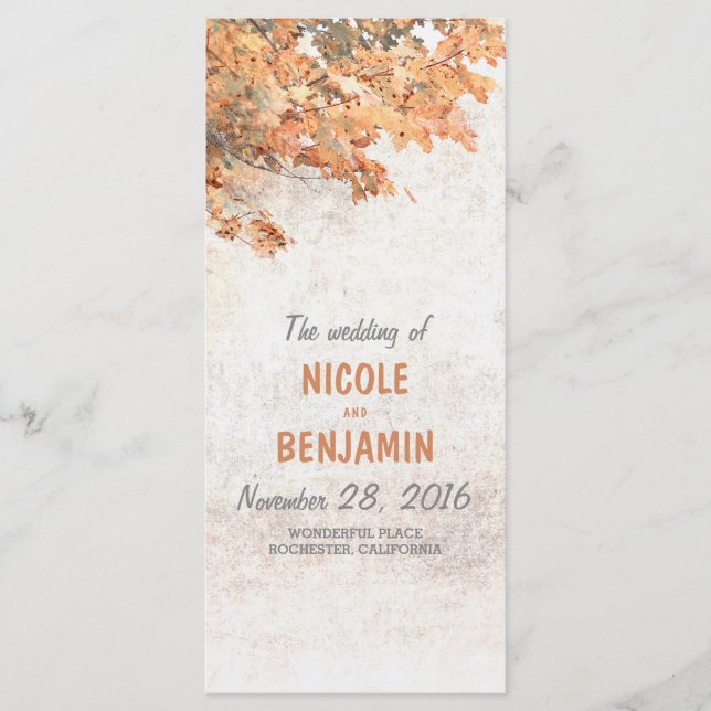 Programa Fall Rustic Wedding Programs (Frente)