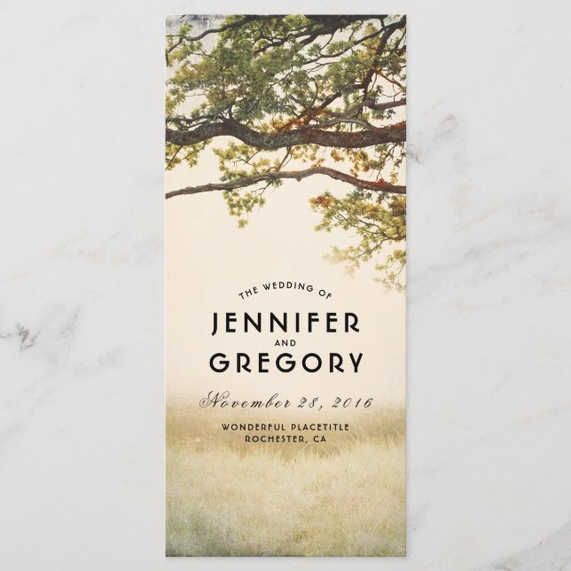 Programa Fall Tree Branches Rustic Wedding Programs (Frente)
