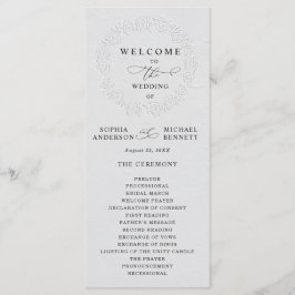 Programa Faux Embossed White Roses Wedding Program
