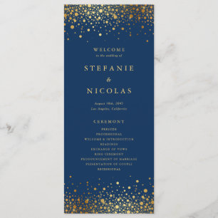Programa Faux Gold Foil Confetti Pontos Marinho Casamento A