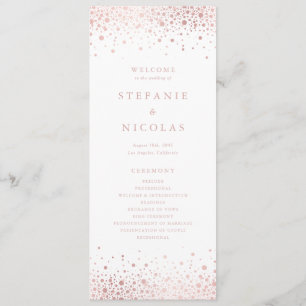 Programa Faux Rosa Gold Foil Confetti Dots Casamento