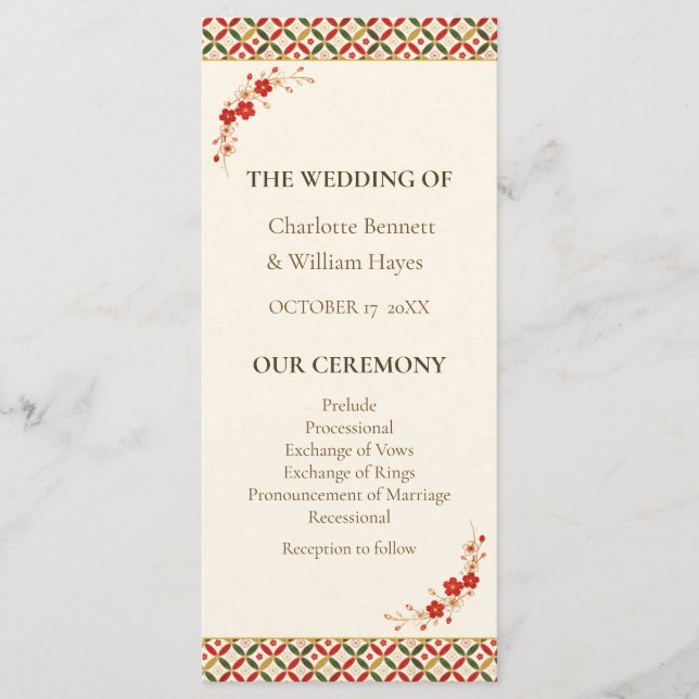 Programa Festive Japanese Blossom Wedding Program (Frente)