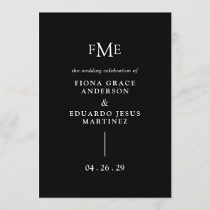 Programa Fiona Black Bold Monograma Casamento Moderno