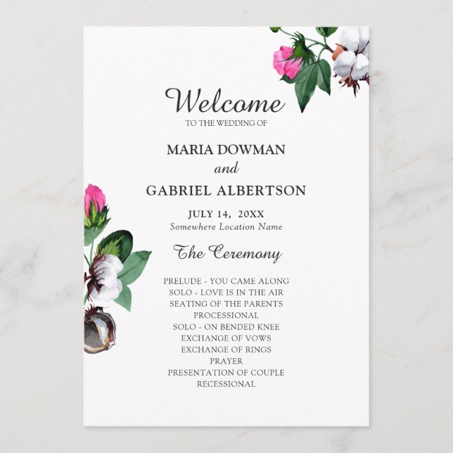 Programa Flor de algodão. Casamento Botânico (Frente)