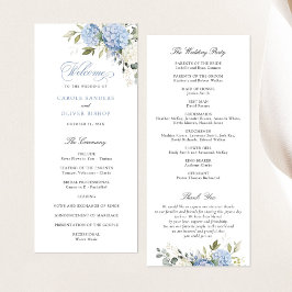 Programa Floral Blue Hydrangea Greenery Weding Program