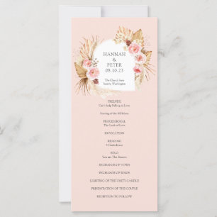 Programa Floral Blush Pink Modern Boho Pampas Gras