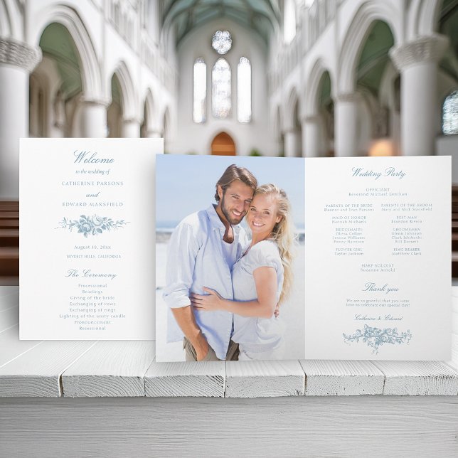 Programa Floral Branco e Azul Clássico (Criador carregado)