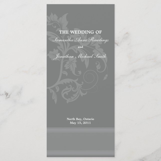 Programa Floral de Casamento - Casamento de Cinzas (Frente)