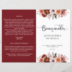 Programa Floral de Quinceanera para Blush Burgundy