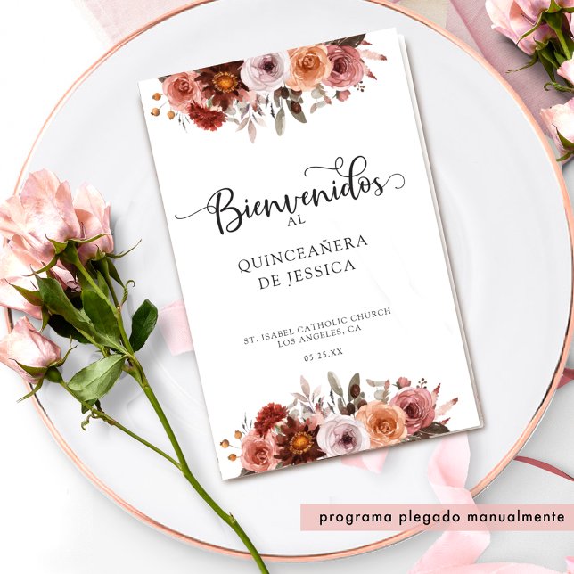 Programa Floral de Quinceanera para Blush Burgundy (Criador carregado)