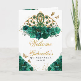 Programa Floral de Quinceanera Verde e Dourado