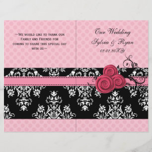 programa floral do casamento da dobra do livro das