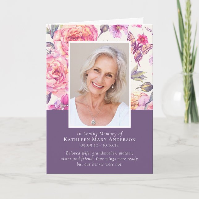 Programa Floral Peonies Fotos Folheadas Funeral Memorial (Frente)