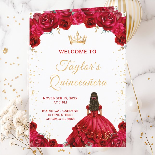 Programa Floral Princesa Vermelha Quinceañera (Criador carregado)