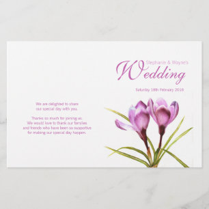 Programa floral roxo do casamento do açafrão