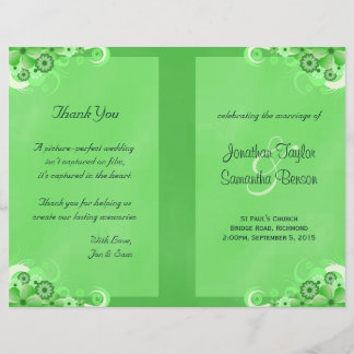 Programa Floral Verde Escuro de Casamento Dobrado