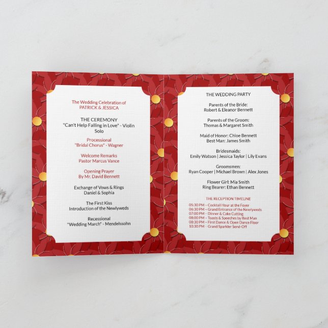 Programa Floral Vermelho e Dourado Geométrico (Interior)