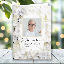 Programa Flores de Hydrangea Brancas Serviço Funeral Dobrad