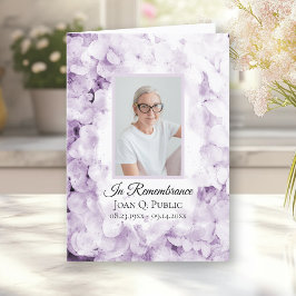 Programa Flores de Hydrangea Roxo Serviço Funeral Dobrado